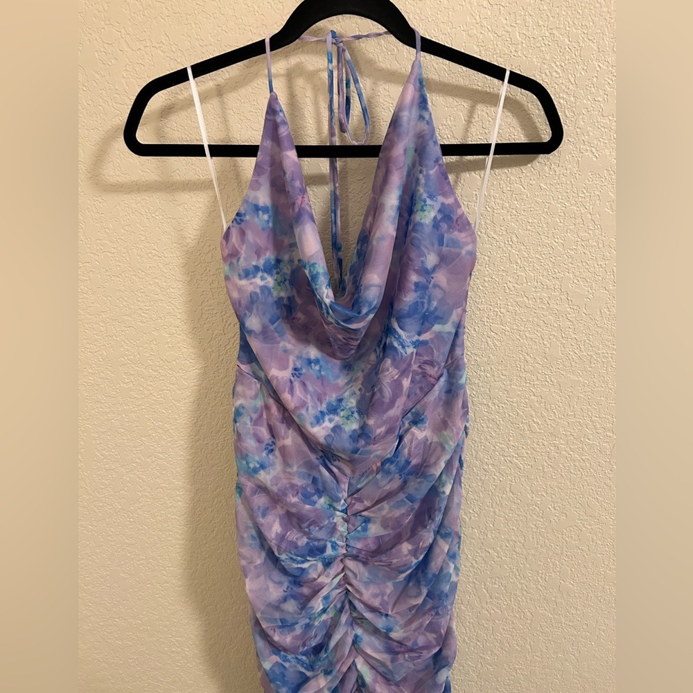 NWT HELLO MOLLY NIGHTS OF BLISS HALTER MIDI DRESS PURPLE - Size M US 6 - Picture 7 of 12